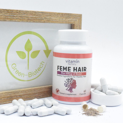 Κάψα τρίχας Feme συν Biotin το διαιτητικό συμπλήρωμα τύπου αύξησης τρίχας βιταμινών