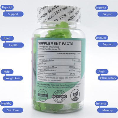 Biotin υποστήριξης θυροειδή συμπληρώματα Gummies βιταμινών με Folate ριβοφλαβίνης
